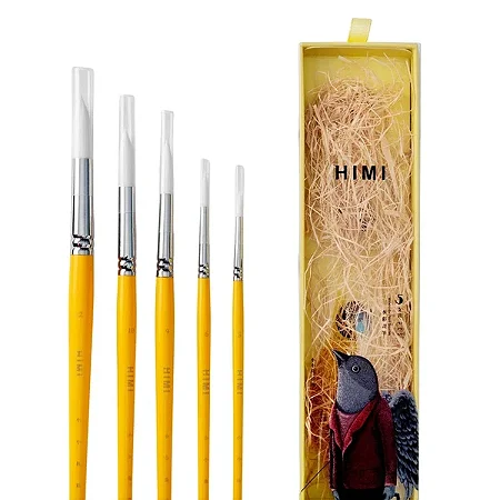 Kit de Pincéis Amarelo Himi para Guache - 5 Unidades