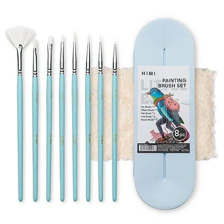 Kit de Pincéis Azul Himi para Guache - 8 Unidades