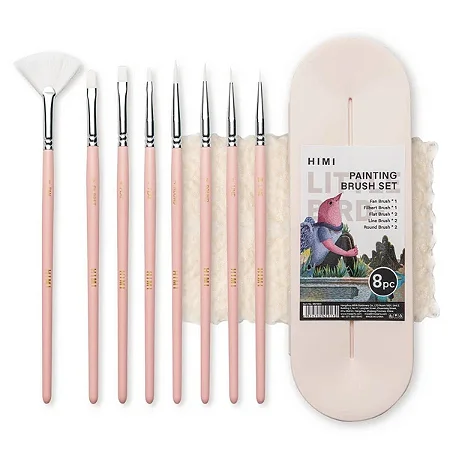 Kit de Pincéis Rosa Himi para Guache - 8 Unidades