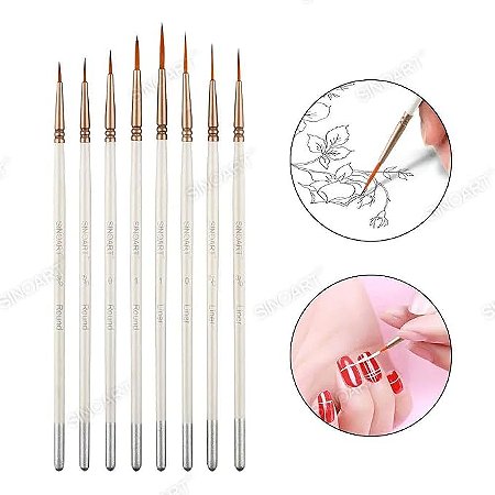 Set de Pincéis Artístico Sinoart Para Detalhes C/8 Unidades B0350