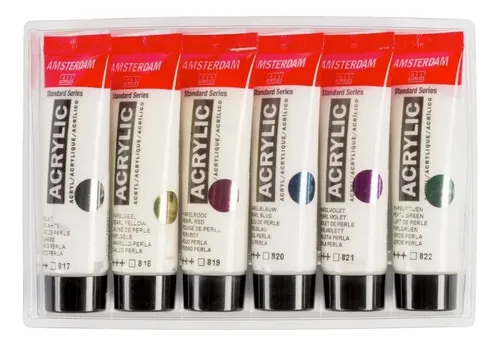Kit 6x Tintas Acrílicas Pérolado Amsterdam 120 ml
