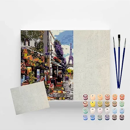 Tela Numerada 40X50cm - Tarde em Paris - Arte Terapia