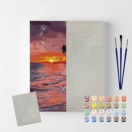 Tela Numerada 40X50cm - Pôr do Sol - Arte Terapia