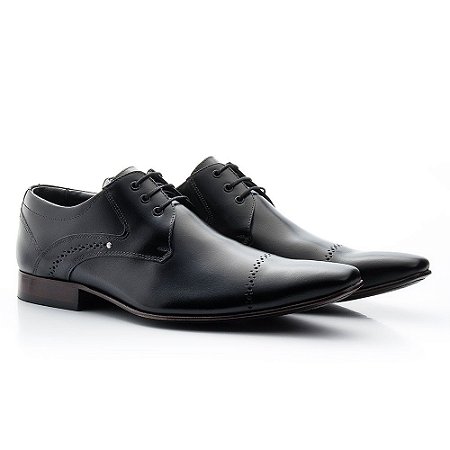 Sapato Social Brogue Masculino Couro Legítimo Preto - Loja Santa Fé Calçados  Masculinos e Femininos Franca