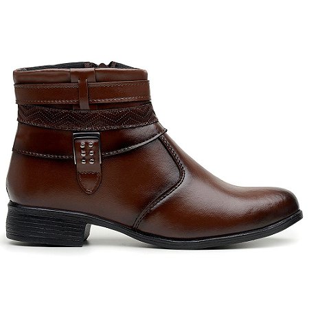 Bota couro deals marrom cano curto