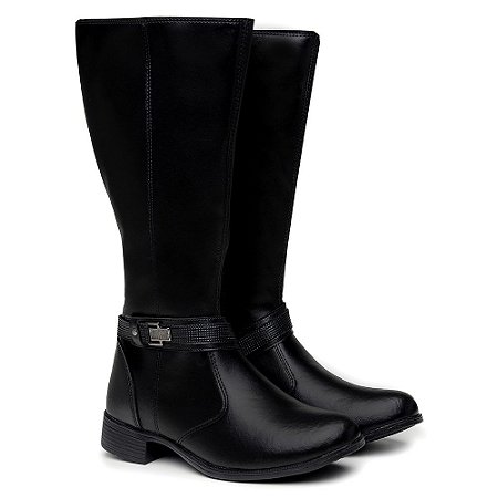 Bota Feminina Montaria Cano Alto Couro Preto