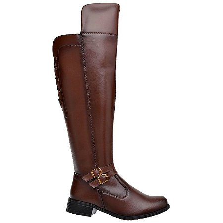 Bota Feminina Over the Knee Cano Alto Marrom