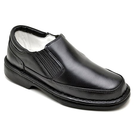 Sapato Preto Masculino Casual Antistress Couro Pelica Confortável