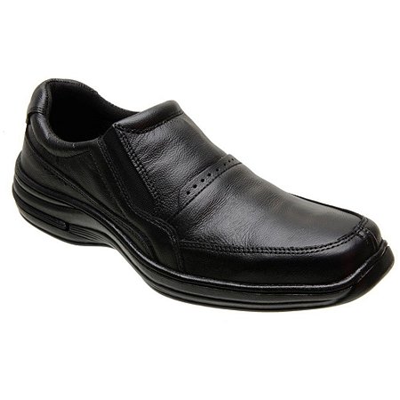 Sapato Casual Masculino Preto Confort Macio Couro Legítimo Numeração 33 ao 46