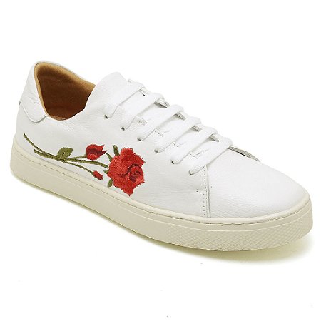 Tênis Feminino Casual Couro Legítimo Branco