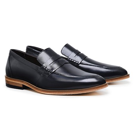 Sapato Social Masculino Loafer Couro Legítimo Preto