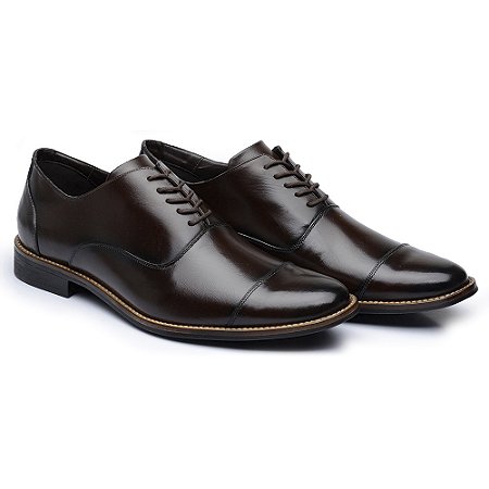 Sapato Masculino Oxford Couro Legítimo Café