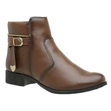 Bota Coturno Feminina Marrom Cano Curto Aster