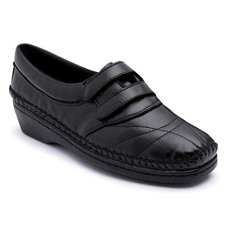 Sapato Confortável Feminino Couro Preto - Loja Santa Fé Calçados Masculinos  e Femininos Franca
