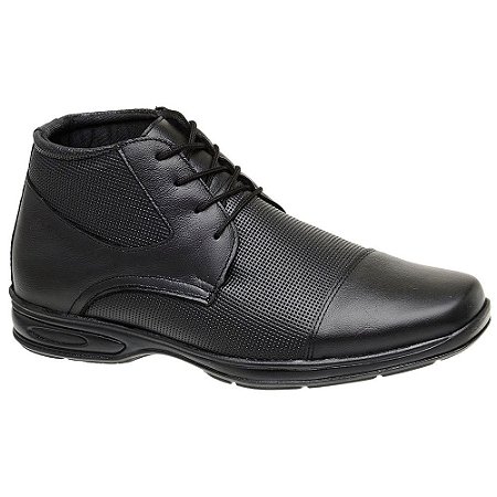 Bota Social Masculina Comfort Couro  Legítimo Preto  Numeração 37 ao 46