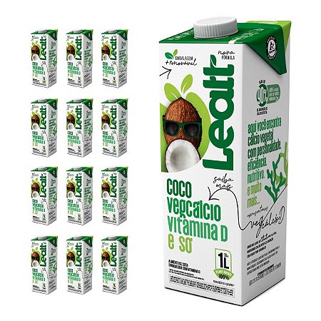Kit 12 Leites de Coco para Beber Leatt 1L sem Adição de Açúcar