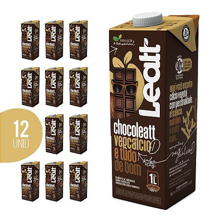 Kit Chocoleatt com 12 unidades, Achocolatado Leatt à base de Amêndoas