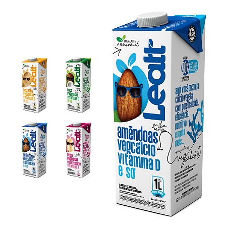 Kit Degustação 4 Leites Vegetais Leatt 1L: Amêndoas, Castanha, Coco e Aveia