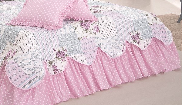 Kit Colcha Cobre leito Belize casal queen 05 pçs rosa