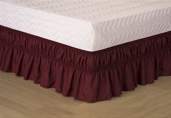 Saia Para Cama Box Colchobox Elasticada Ajustavel Solteiro Casal Queen Vinho