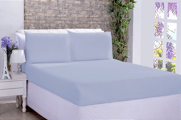Lençol Microfibra Avulso King Azul bebe