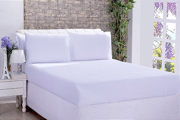 Jogo de Cama Lençol Microfibra Casal 03 Peças Branco