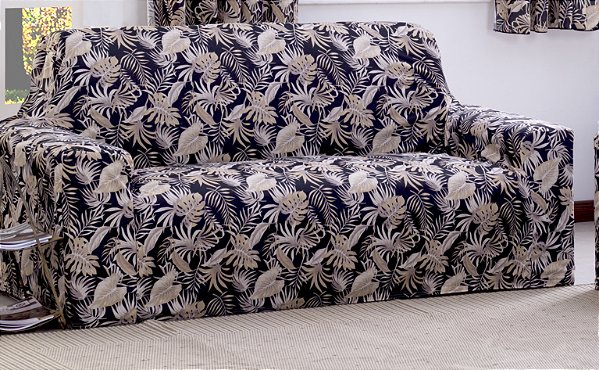 Capa de Sofá Adere Floral Preto 02 e 03 Lugares