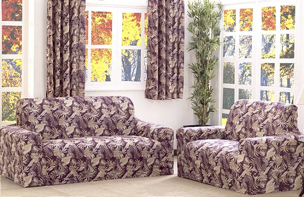 Capa de Sofa Adere Floral Vinho 02 e 03 Lugares