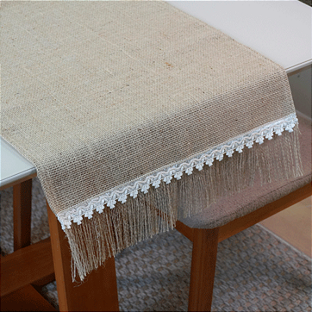 Caminho Trilho de Mesa 1 Peça Decorê 1.30m x 46cm Tecido 75% Juta / 25% Malva Bege
