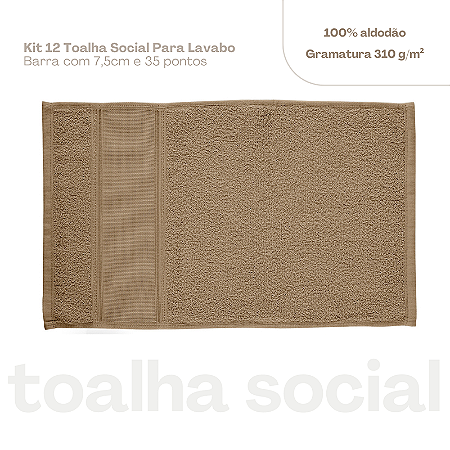 Kit 12 toalhas de lavabo social Marrom Claro Cogumelo