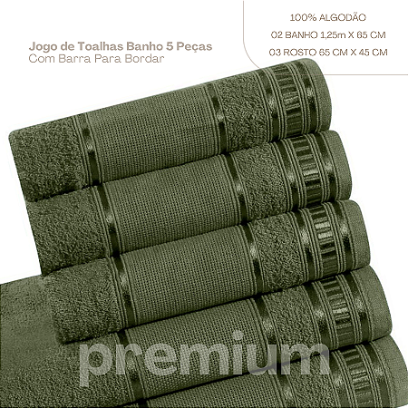 Jogo de toalha de banho 5 peças premium Oliva