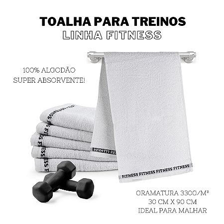 KIT TOALHA FITNESS 6 PEÇAS - Cor:Branco