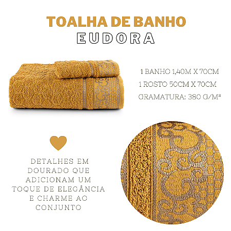 JOGO DE BANHO EUDORA 2 PEÇAS - Cor:Ocre (Amarelo)