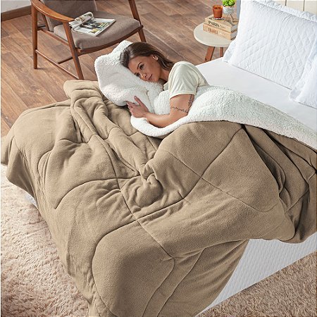 Coberdrom Cobertor King 1 Peça Maya Manta Soft e Sherpa de Carneiro 100% Poliéster
