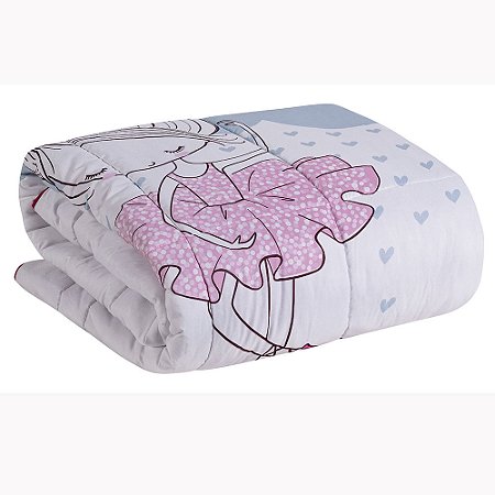 Kit Edredom Solteiro 5 Peças Ballerina Juvenil 100% Poliéster Hipercal 400 Fios