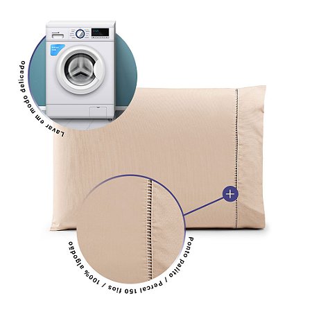 Fronha Avulsa 70cm x 50cm 1 Peça Paris 100% Algodão Percal 150 Fios Cor:Cáqui