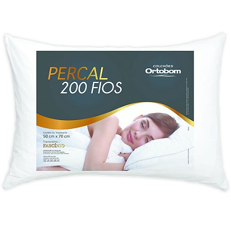 Travesseiro 70cm x 50cm 1 Peça Ortobom Fascínio Percal 200 Fios - Branco