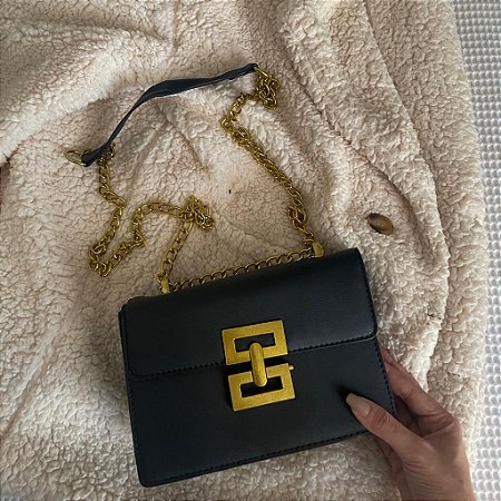 Bolsa Transversal - Cor Preto, Couro Sintético - Modelo Santorini