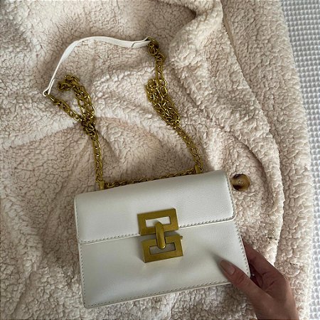 Bolsa Transversal - Cor Branco, Couro Sintético - Modelo Santorini