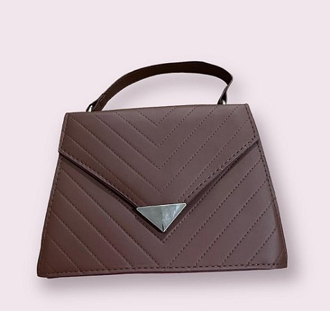 Bolsa Transversal Matelassê - Cor Marrom, Couro Sintético - Modelo Los Angeles