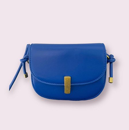 Bolsa Transversal Arredondado - Cor Azul, Couro Sintético - Modelo Pequim