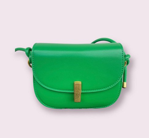 Bolsa Transversal Arredondado - Cor Verde, Couro Sintético - Modelo Pequim