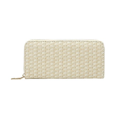 Carteira feminina com zíper - Cor Off-White, Couro sintético - Modelo Lia
