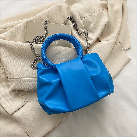 Bolsa de mão - Cor Azul, Couro Sintético - Modelo Chiara