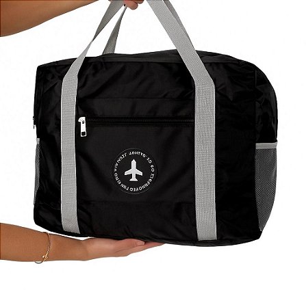 Bolsa Viagem - Cor Preto, Tactel - Modelo Flora