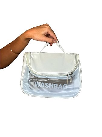 Necessaire Washbag - Cor branco, PVC - Modelo Lola