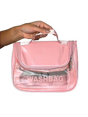 Necessaire Washbag - Cor rosa, PVC - Modelo Lola