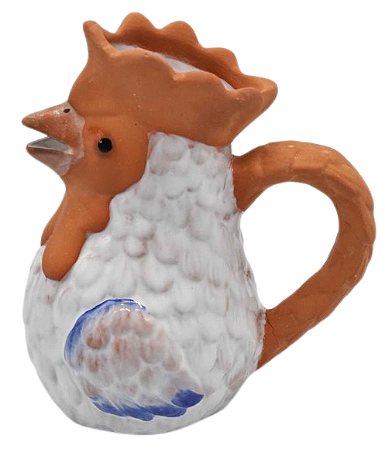 Jarrinha de galinha terracota e azul