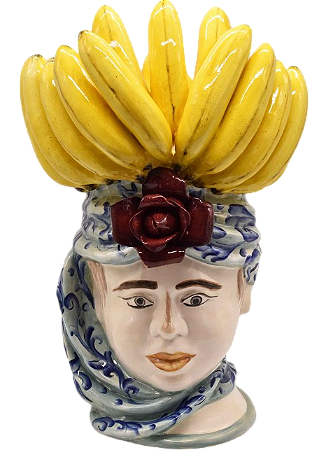 CACHEPOT CABEÇA MULHER PENCA DE BANANA COM TURBANTE