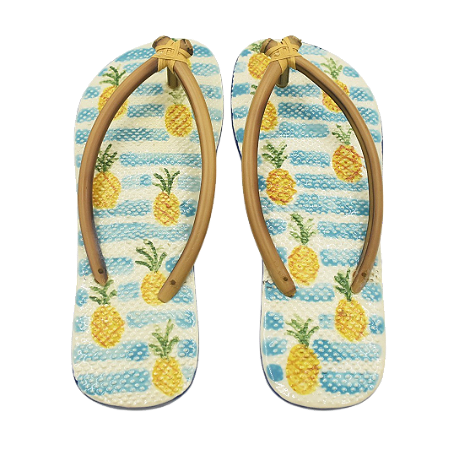 Chinelo M abacaxi com listras azuis